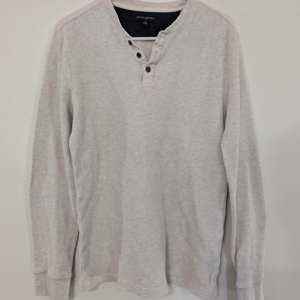 Men's Beige Henley Shirt